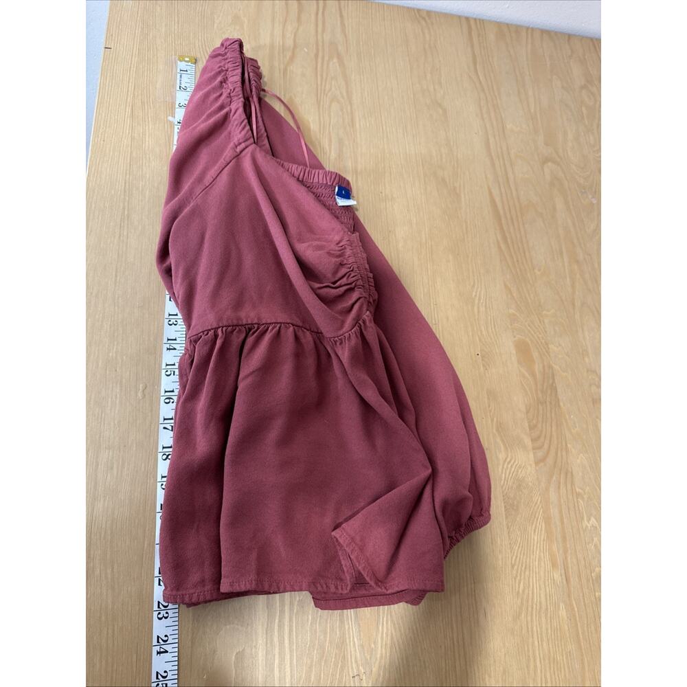Old Navy Womens Babydoll Top L Ruched Balloon Sleeve Peasant Boho Cottage - Picture 6 of 6